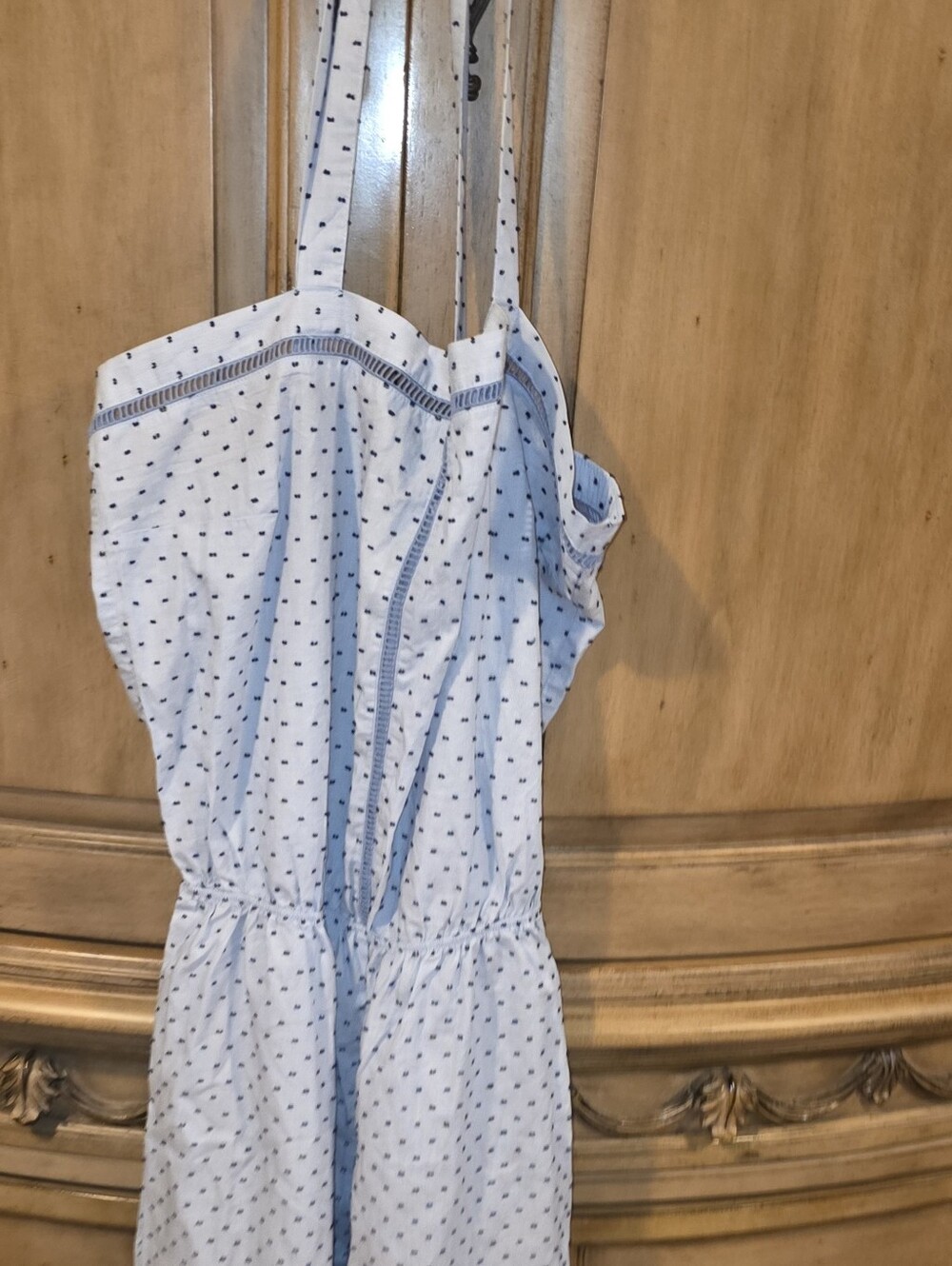 NEW Victoria's Secret Light Blue Polka Dot Cotton Lounge Jumpsuit Pajamas Medium - Picture 5 of 11